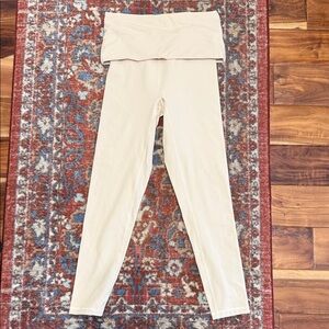 Women’s size medium Agent 84 fold over Cream High-Waisted Leggings